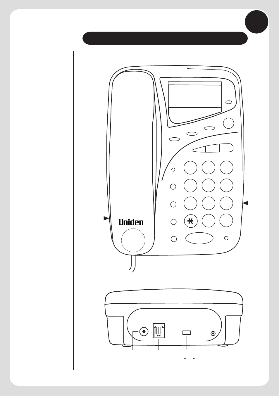 Location of controls & connections, Handset and base unit rear of base unit | Uniden FP103 User Manual | Page 6 / 16