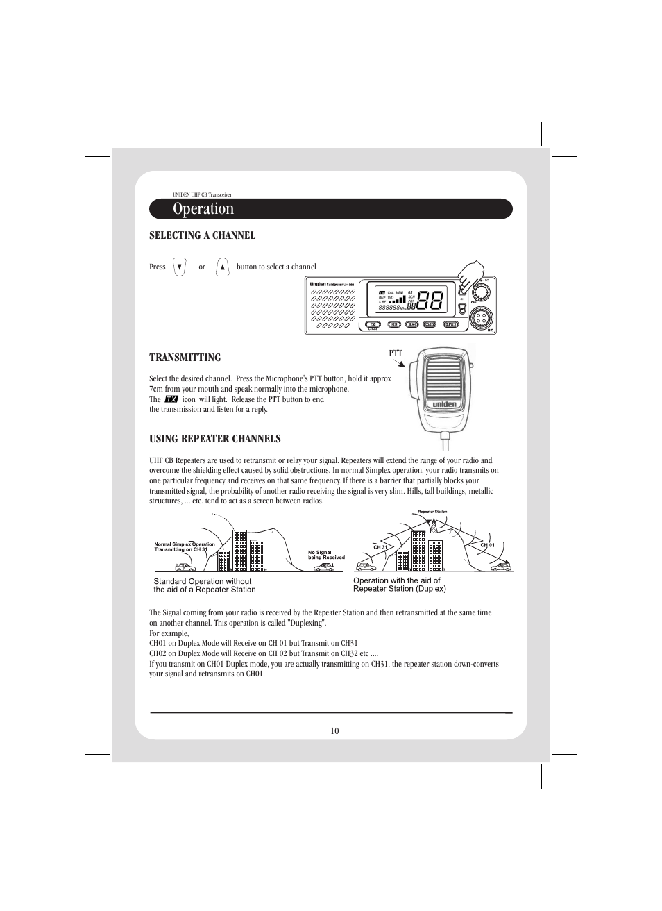 Operation | Uniden UH088SX User Manual | Page 12 / 24