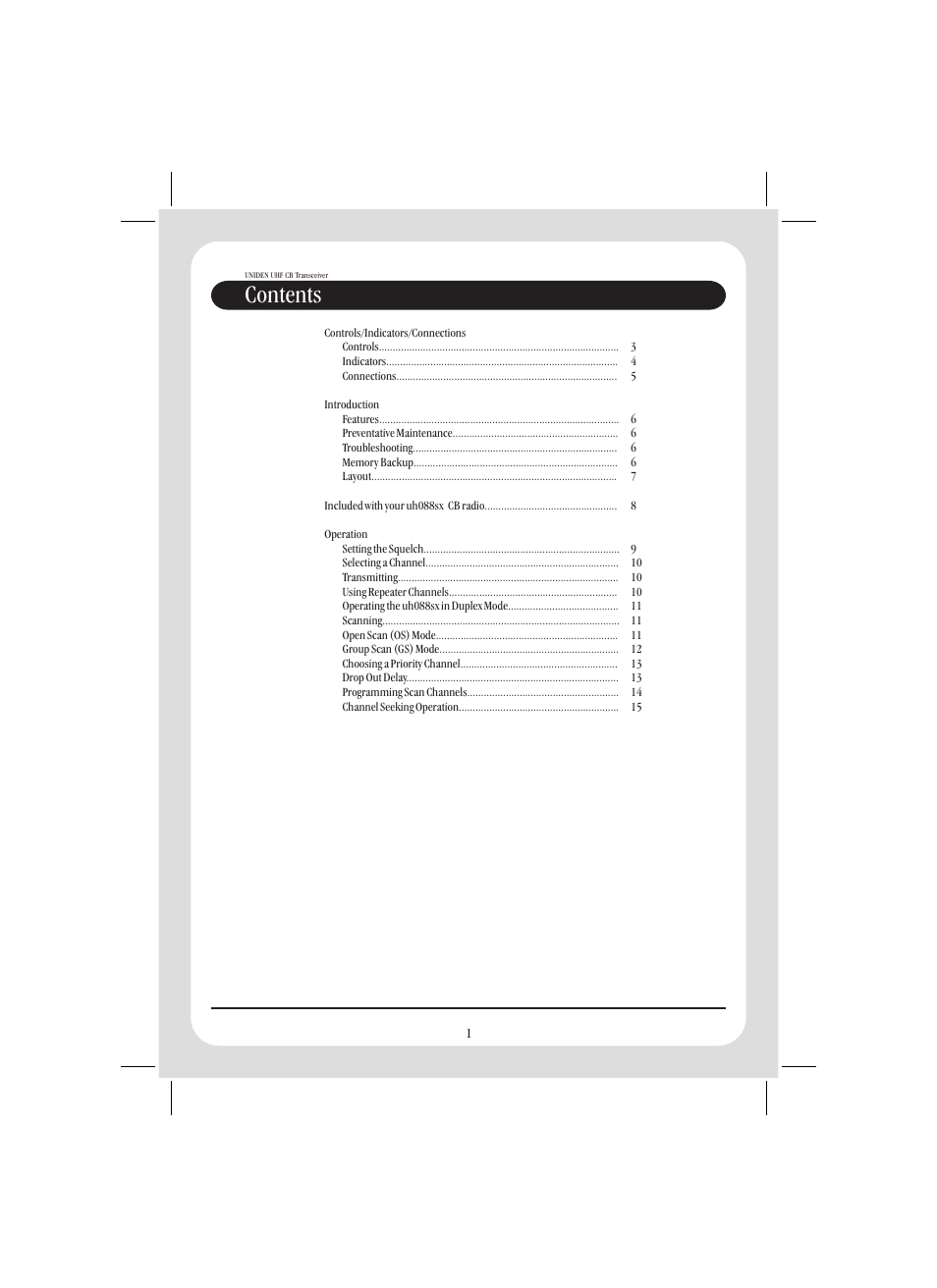 Uniden UH088SX User Manual | Page 3 / 24