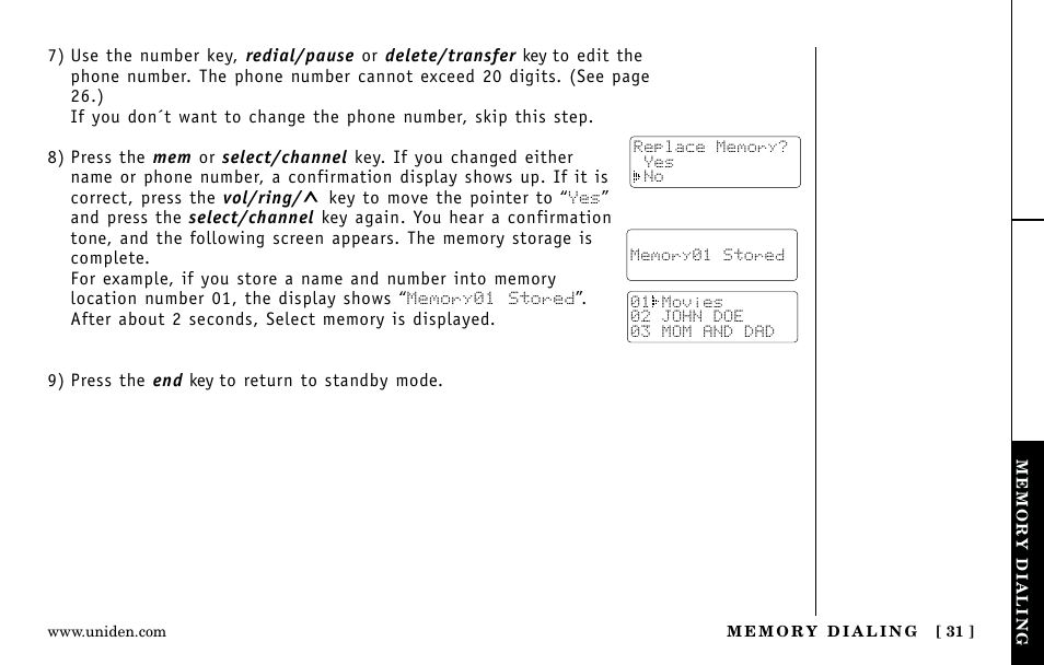 Uniden Answering Machine User Manual | Page 31 / 52