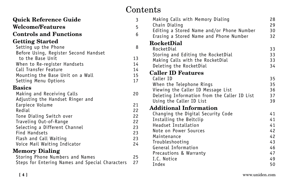 Uniden Answering Machine User Manual | Page 4 / 52