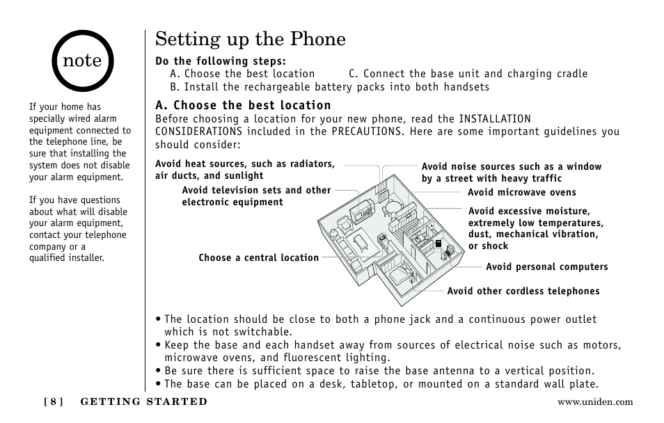 Setting up the phone | Uniden Answering Machine User Manual | Page 8 / 52