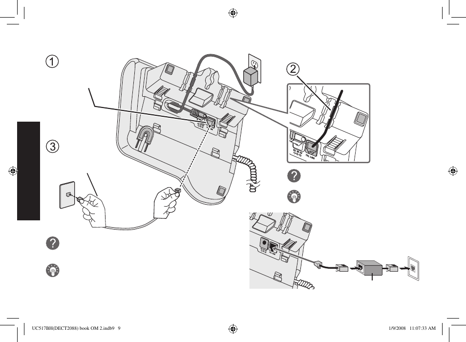 Connecting to the phone line | Uniden DECT2088 Series User Manual | Page 10 / 72