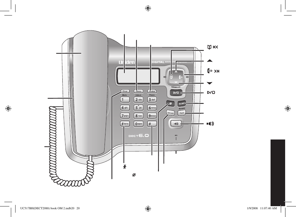 Parts of the base | Uniden DECT2088 Series User Manual | Page 21 / 72