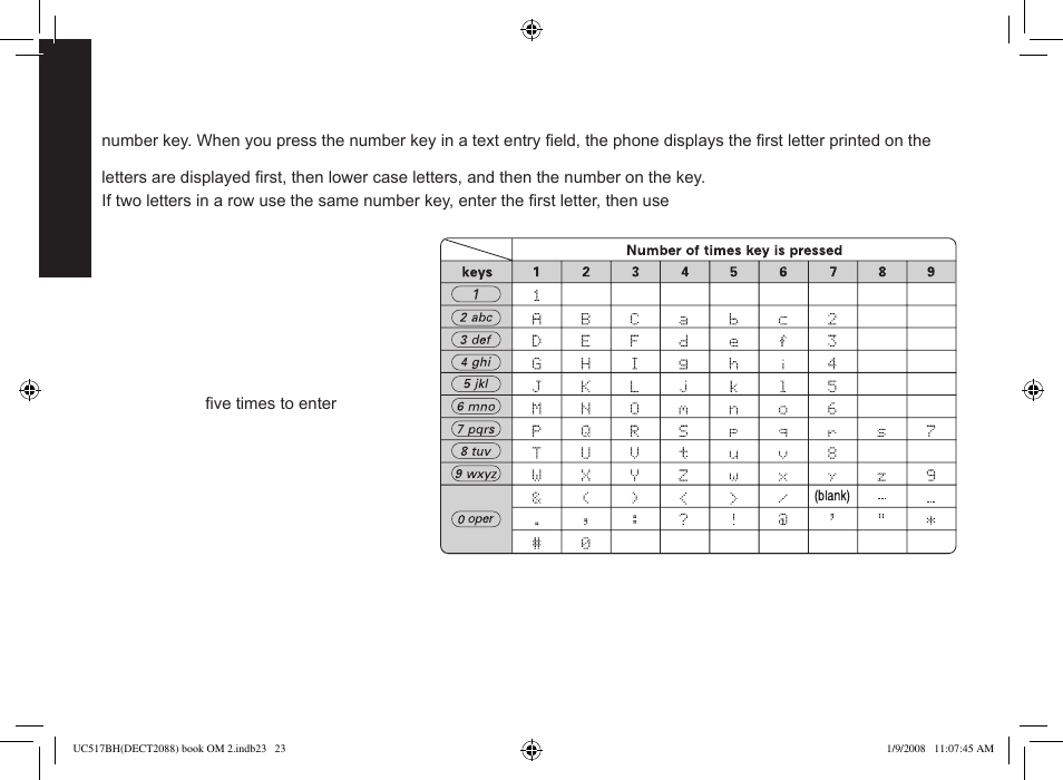 Entering text from your phone | Uniden DECT2088 Series User Manual | Page 24 / 72