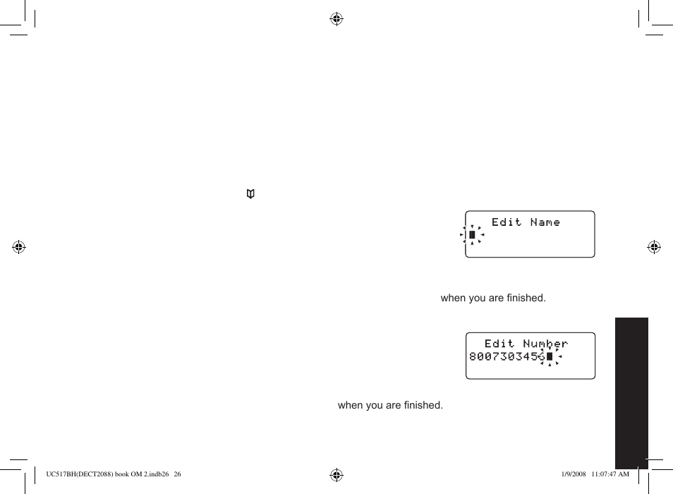 Setting up the phonebook, Creating phonebook entries | Uniden DECT2088 Series User Manual | Page 27 / 72