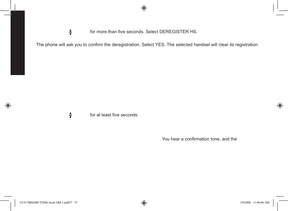 Resetting the handset without the base | Uniden DECT2088 Series User Manual | Page 58 / 72