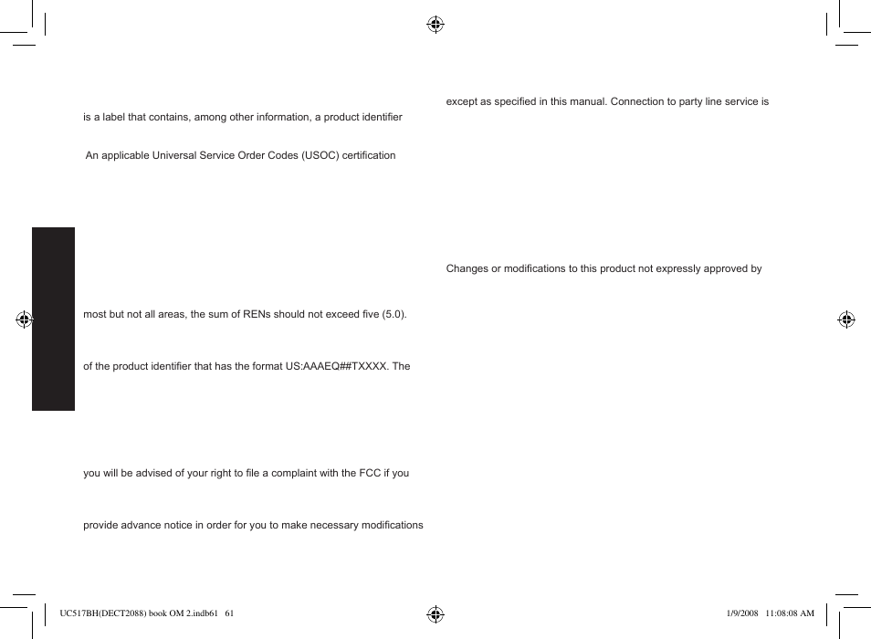 The fcc wants you to know | Uniden DECT2088 Series User Manual | Page 62 / 72