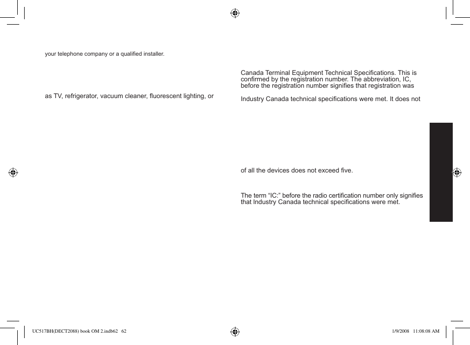 I.c. notice | Uniden DECT2088 Series User Manual | Page 63 / 72