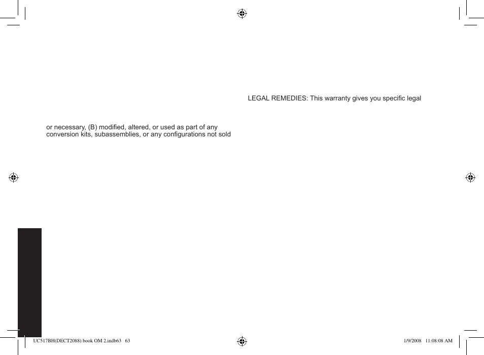 One year limited warranty | Uniden DECT2088 Series User Manual | Page 64 / 72