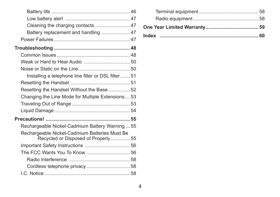 Uniden DECT1560 Series User Manual | Page 4 / 64