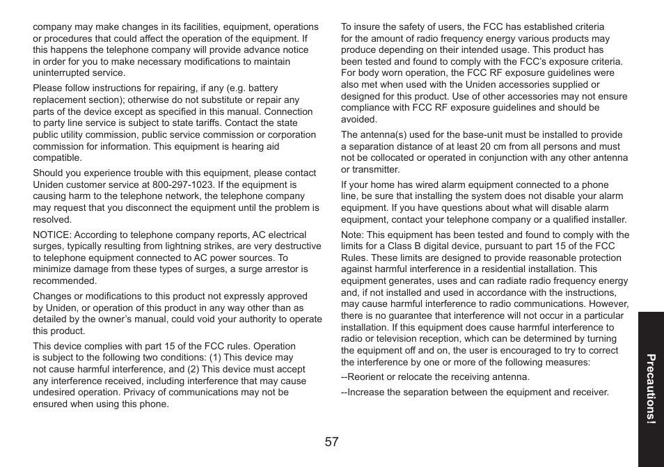 Uniden DECT1560 Series User Manual | Page 57 / 64