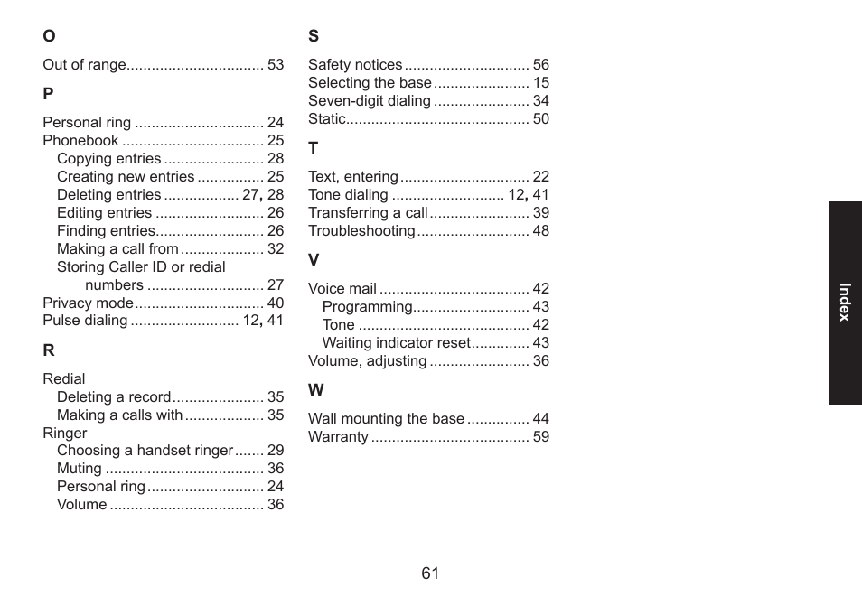 Uniden DECT1560 Series User Manual | Page 61 / 64