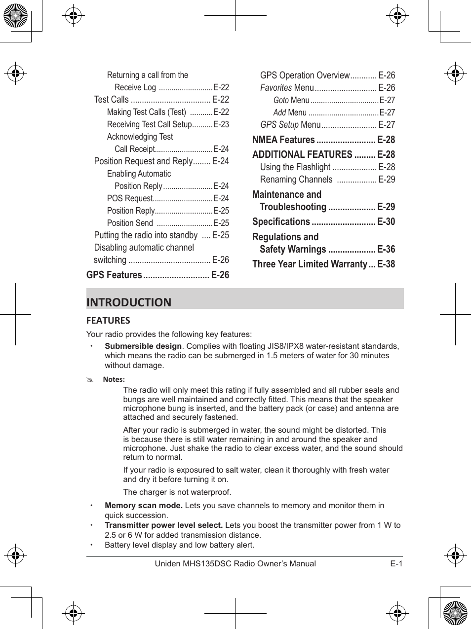 Introduction | Uniden MHS135DSC User Manual | Page 5 / 42
