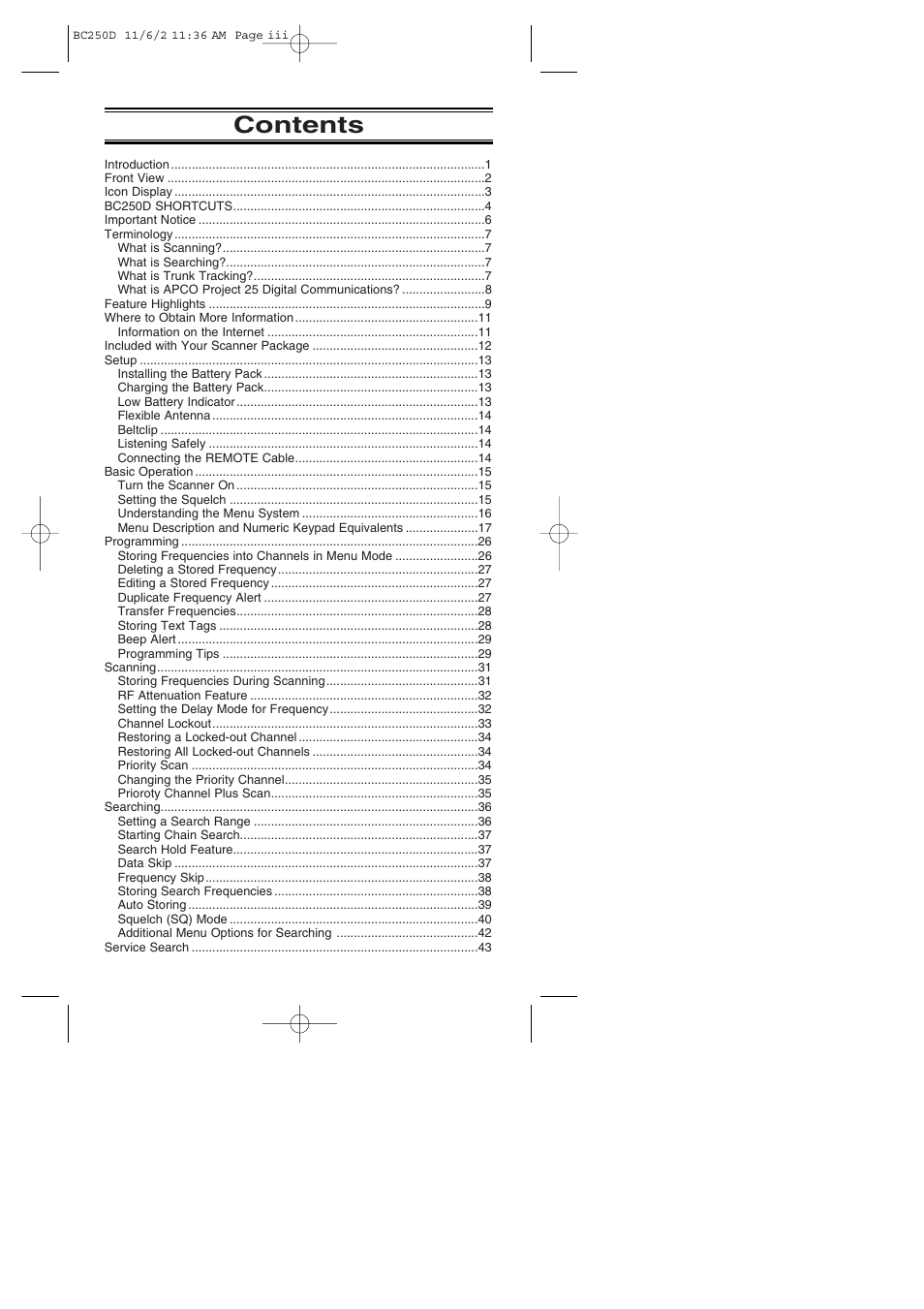Uniden BC250D User Manual | Page 3 / 110