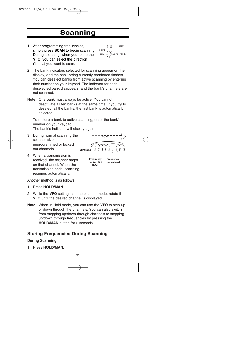 Scanning | Uniden BC250D User Manual | Page 35 / 110