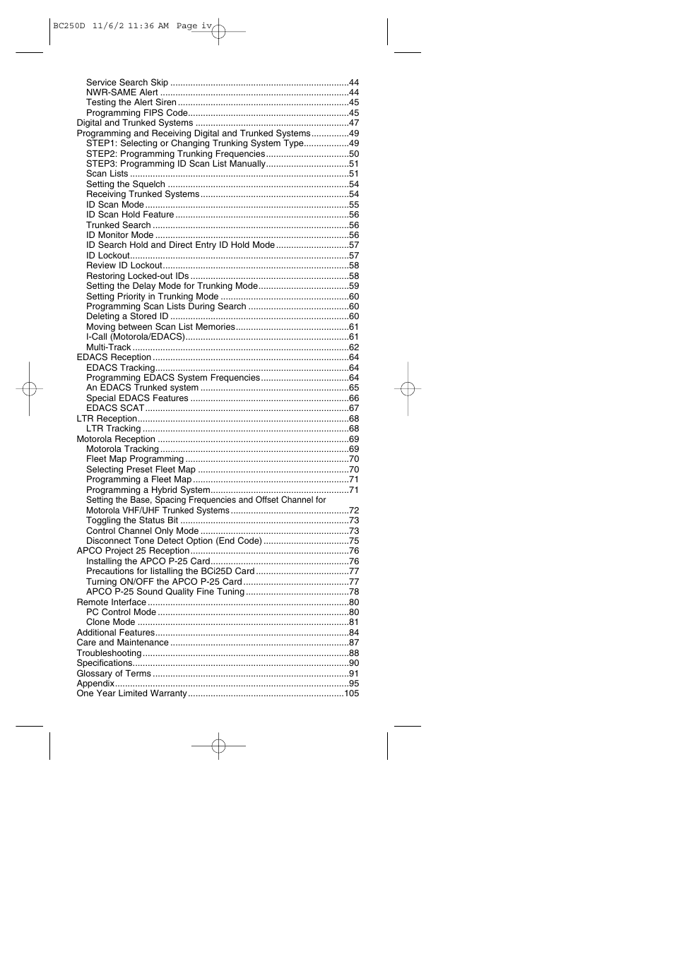 Uniden BC250D User Manual | Page 4 / 110