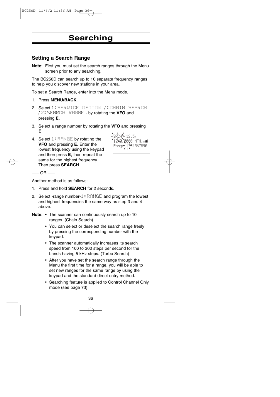 Searching | Uniden BC250D User Manual | Page 40 / 110