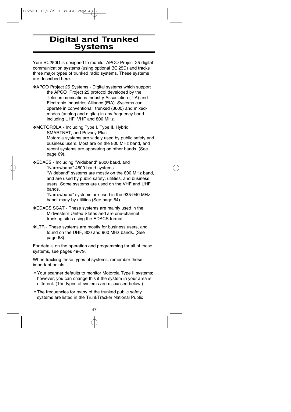 Digital and trunked systems | Uniden BC250D User Manual | Page 51 / 110