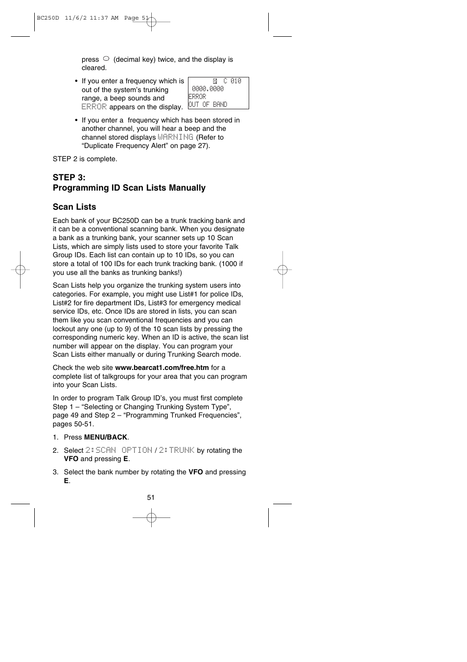 Uniden BC250D User Manual | Page 55 / 110