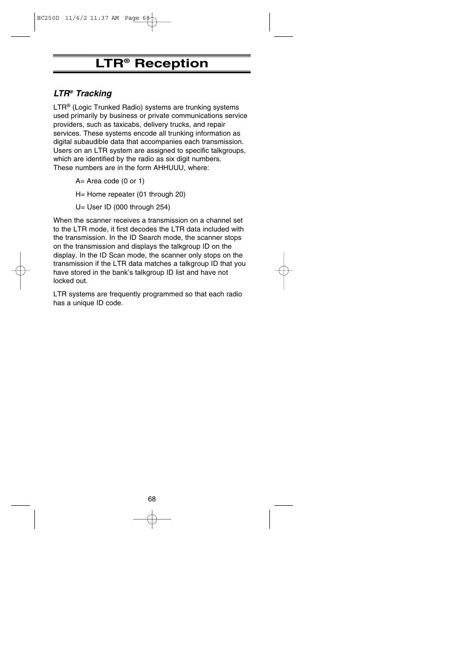 Reception | Uniden BC250D User Manual | Page 72 / 110