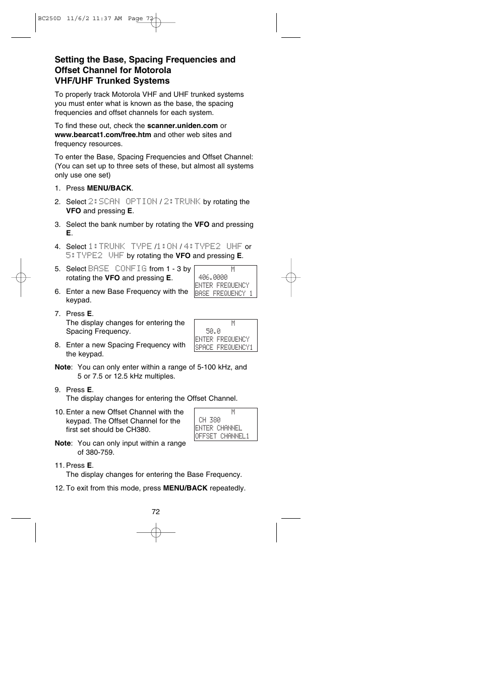 Uniden BC250D User Manual | Page 76 / 110