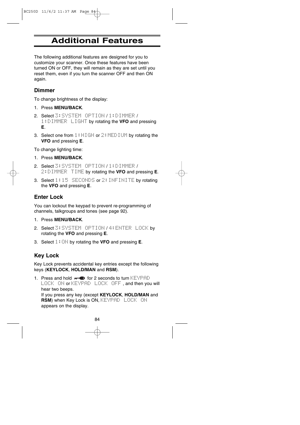 Additional features | Uniden BC250D User Manual | Page 88 / 110