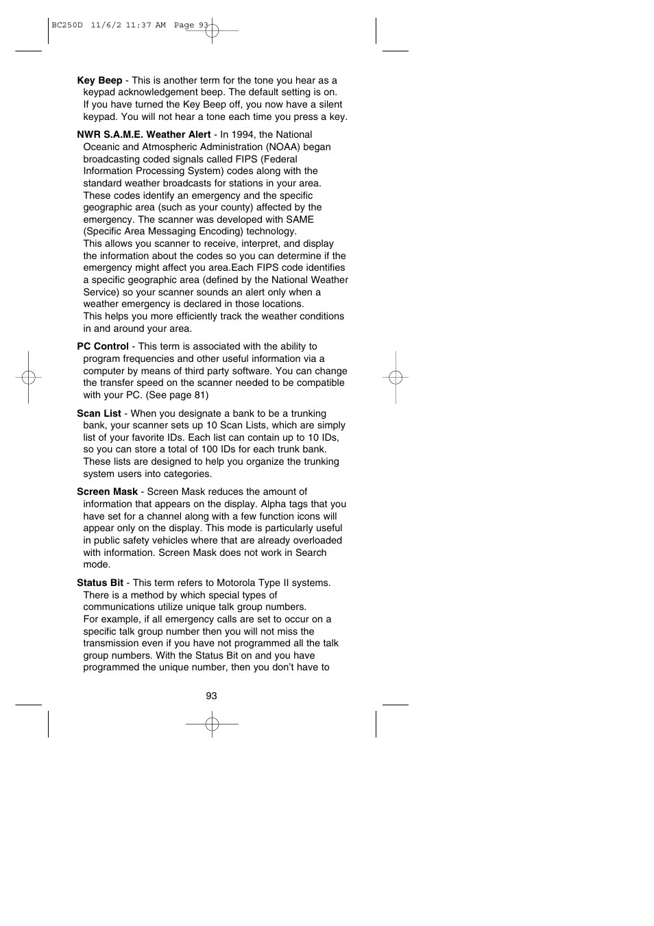 Uniden BC250D User Manual | Page 97 / 110