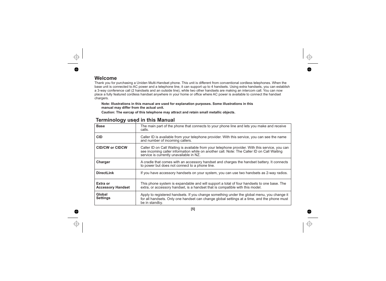 Welcome terminology used in this manual | Uniden DSS3450 User Manual | Page 5 / 56