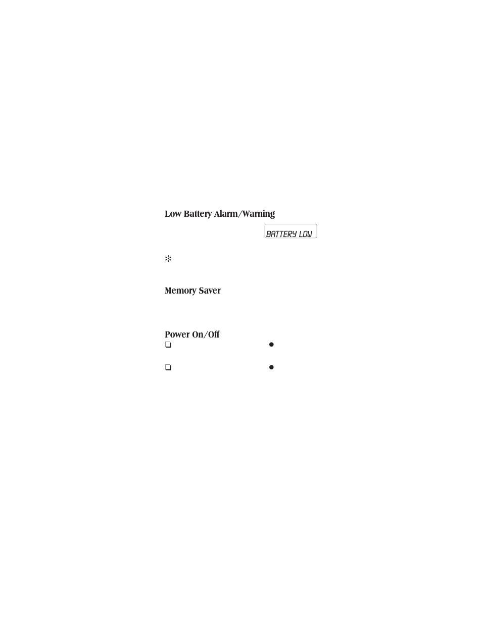 Set the time and date 11, Setting the time 11, Low battery alarm/warning | Power on/off | Uniden CONTAQ 1 ALP 9080 User Manual | Page 11 / 37