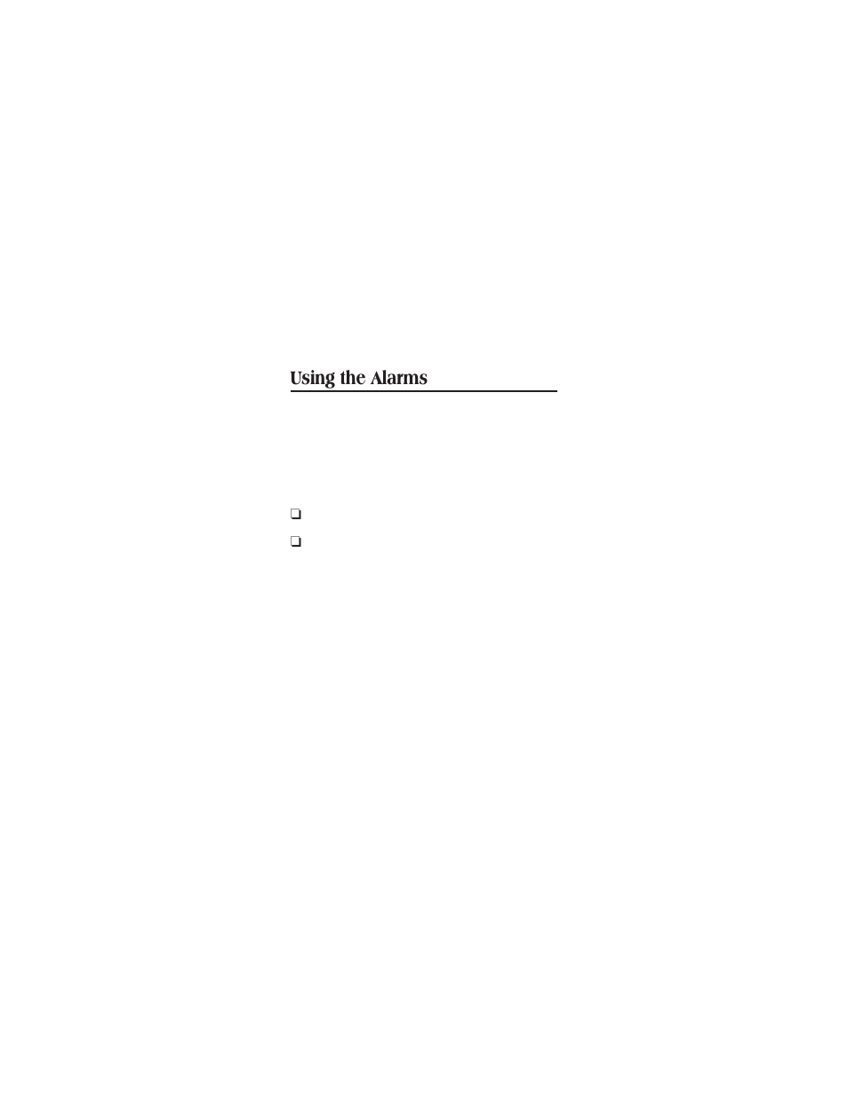 Setting the date alarm 16, Using the alarms | Uniden CONTAQ 1 ALP 9080 User Manual | Page 16 / 37