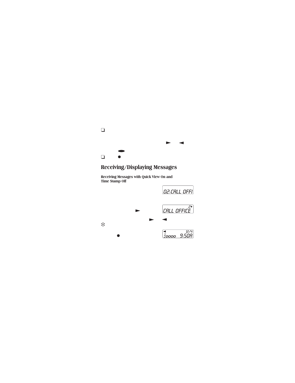 Unreadable message 25, Message freeze 25, Receiving/displaying messages | Uniden CONTAQ 1 ALP 9080 User Manual | Page 25 / 37