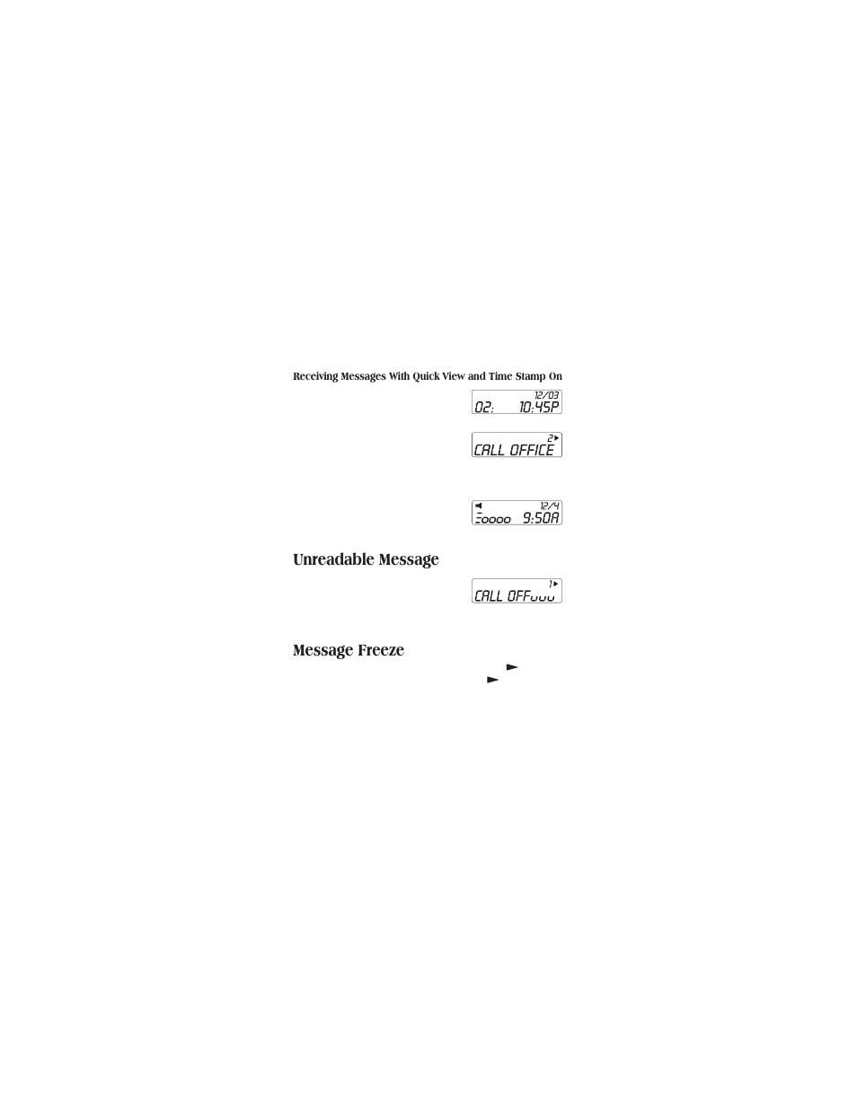 Reading the mail drop message 27, Unreadable message, Message freeze | Uniden CONTAQ 1 ALP 9080 User Manual | Page 27 / 37