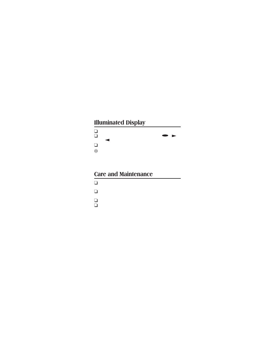 Low battery alarm/warning 9, Memory saver 9, Power on/off 9 | Illuminated display, Care and maintenance | Uniden CONTAQ 1 ALP 9080 User Manual | Page 9 / 37