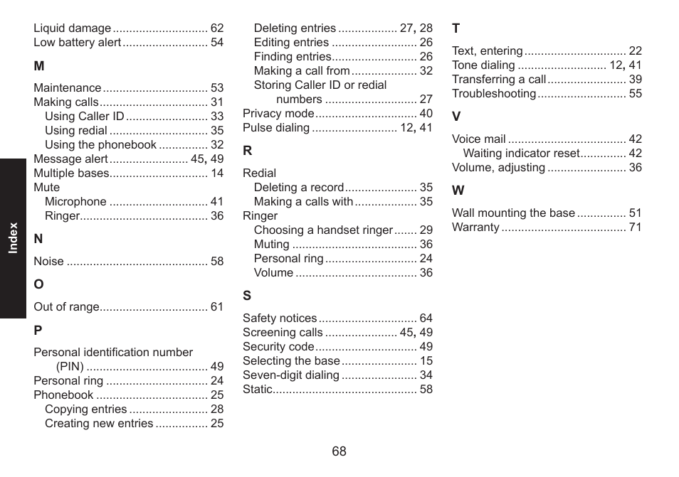 Uniden DECT1588 User Manual | Page 68 / 72