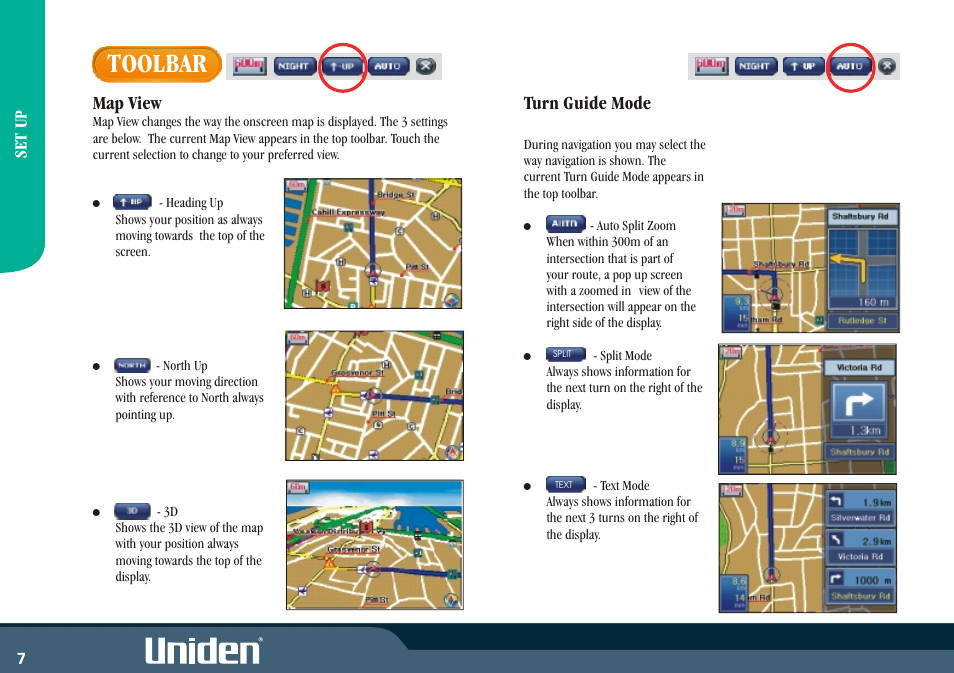 Toolbar | Uniden GNS8350 User Manual | Page 14 / 46