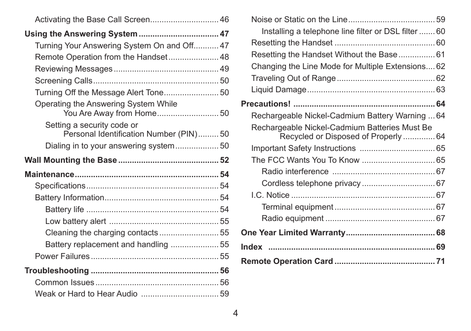 Uniden DECT1580 Series User Manual | Page 4 / 76