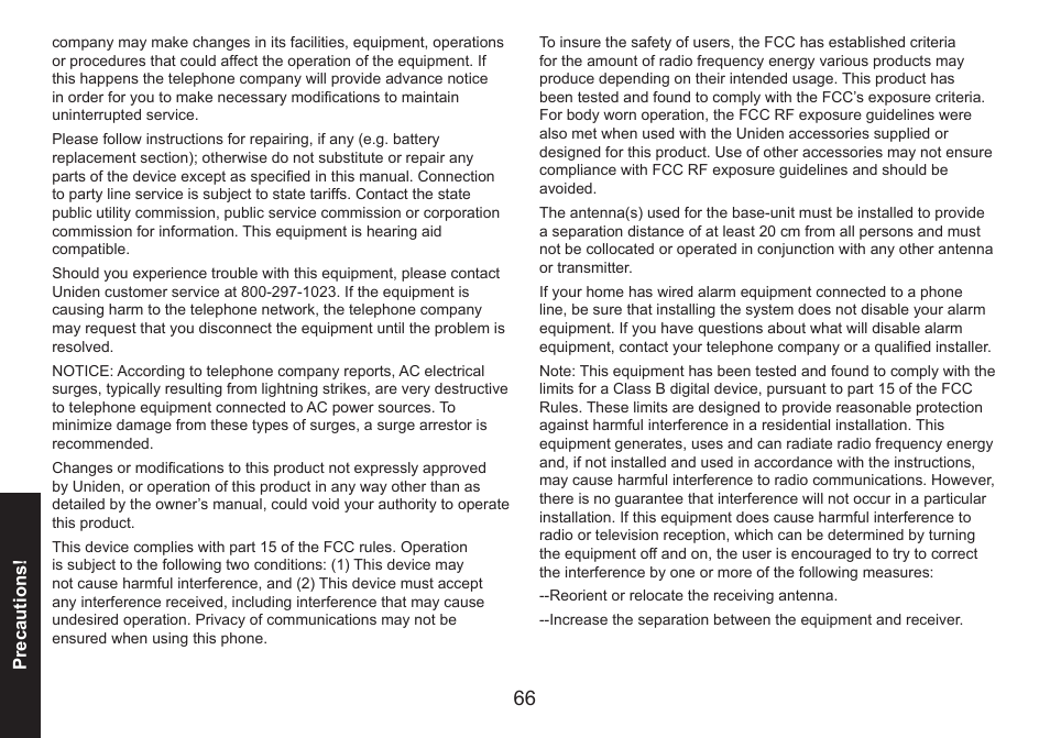 Uniden DECT1580 Series User Manual | Page 66 / 76