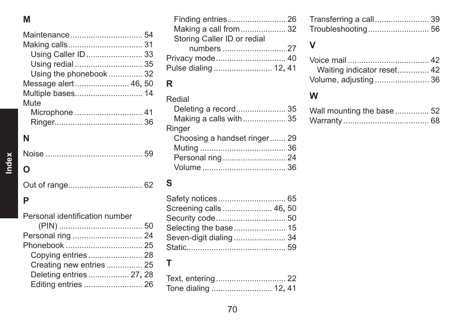 Uniden DECT1580 Series User Manual | Page 70 / 76