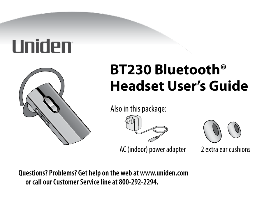 Uniden BT230 User Manual | 20 pages