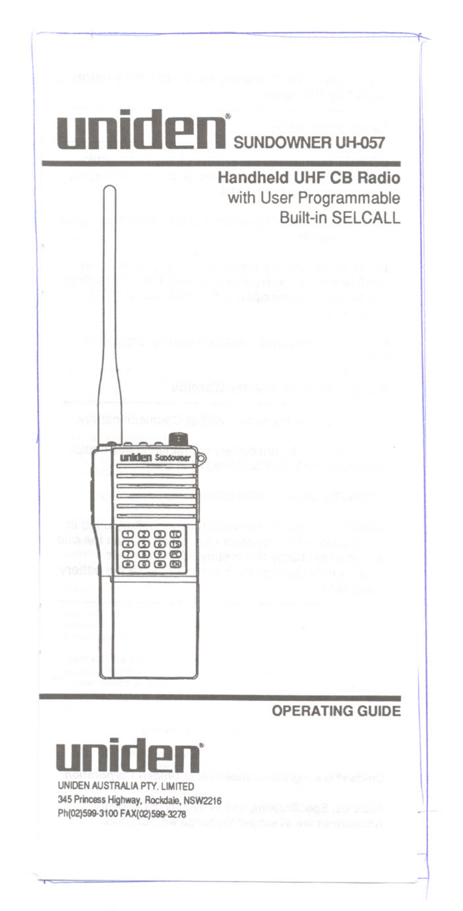 Uniden UH-057 User Manual | 44 pages