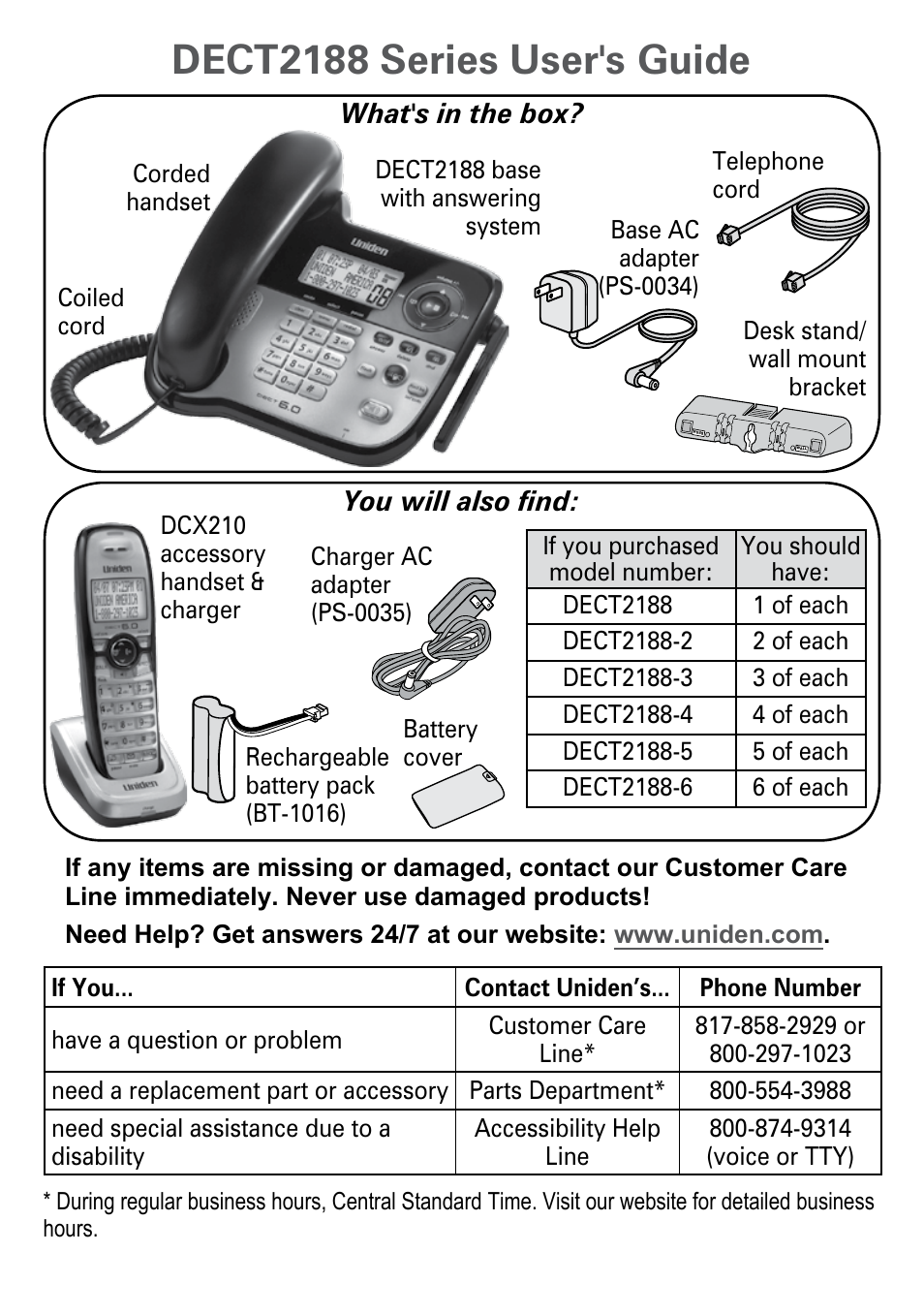 Uniden DECT2188 Series User Manual | 36 pages