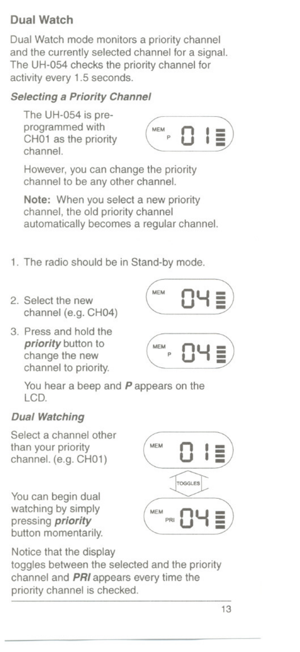 Dual watch, Oh i | Uniden UH054A User Manual | Page 16 / 27