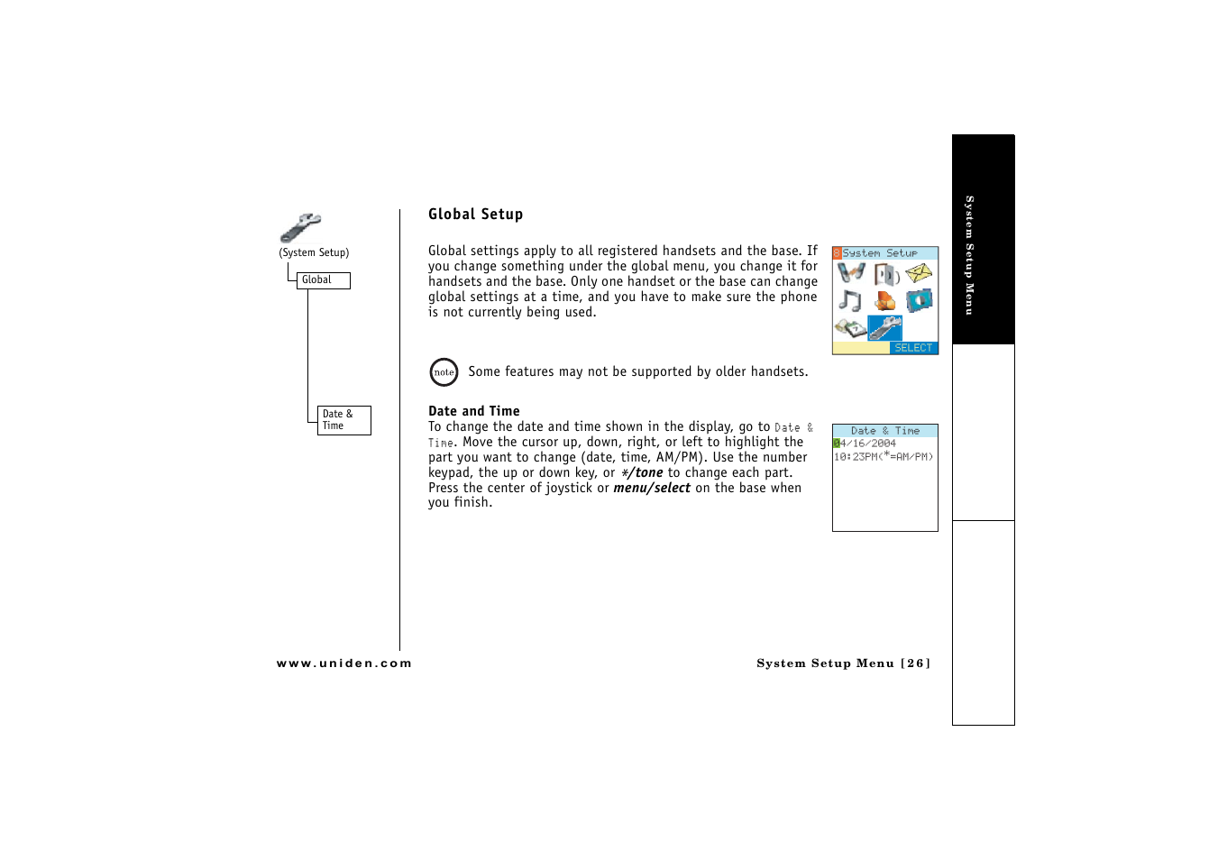 Global setup | Uniden CLX475 User Manual | Page 27 / 92