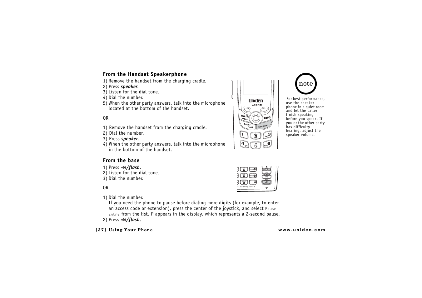 P. 37), Ash (p. 37 & 39) | Uniden CLX475 User Manual | Page 38 / 92