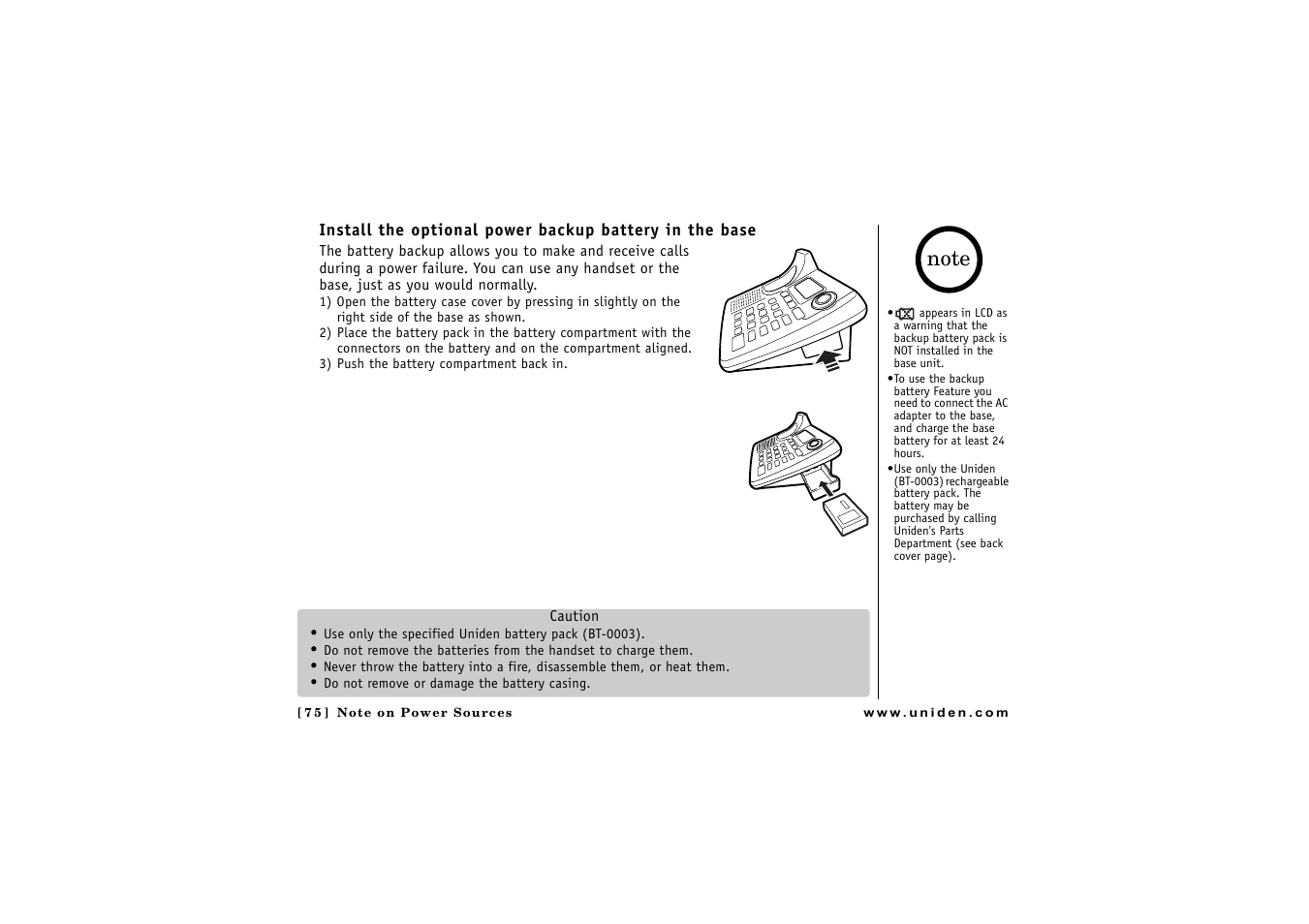 Uniden CLX475 User Manual | Page 76 / 92