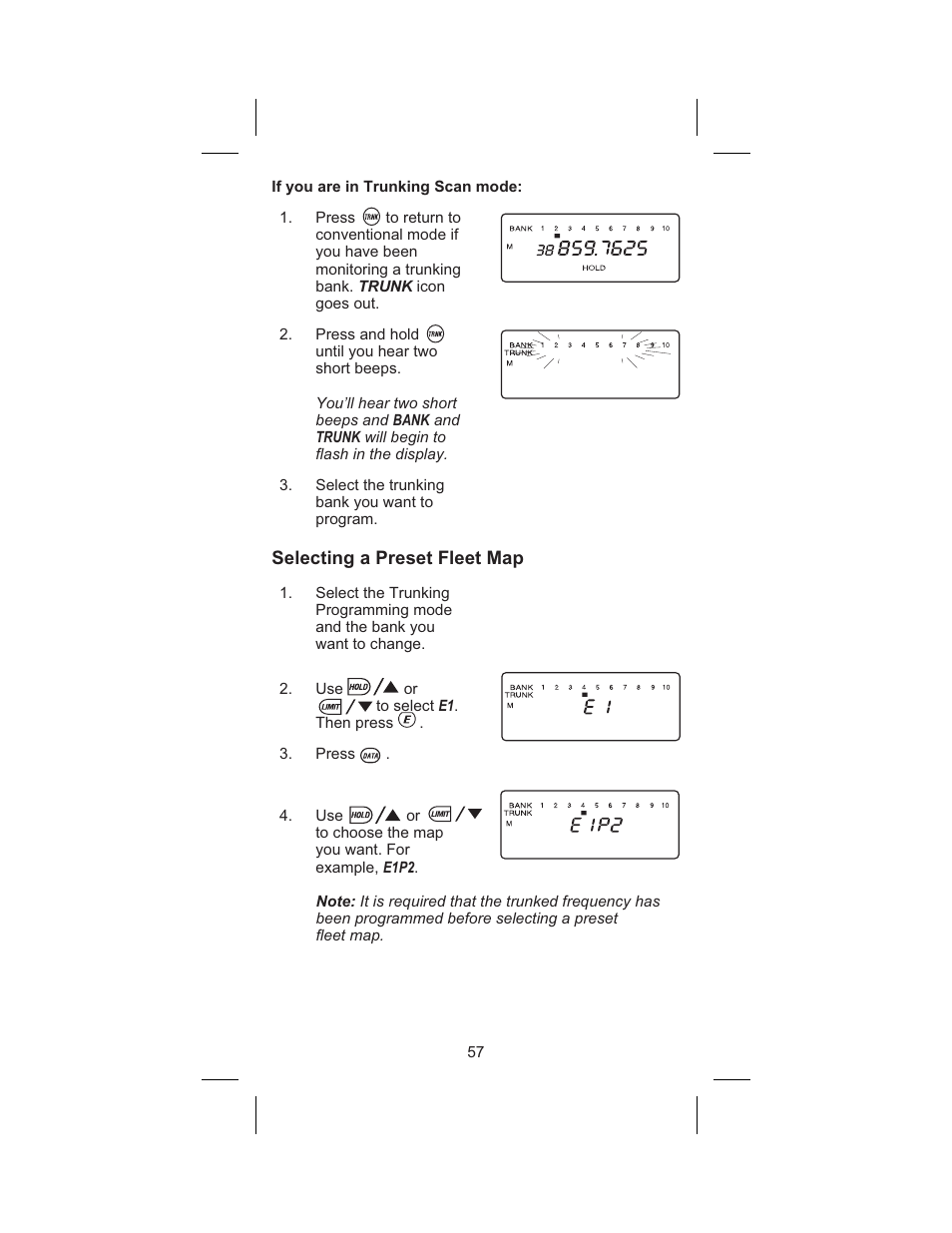 Selecting a preset fleet map 57 | Uniden BC 245XLT User Manual | Page 57 / 90