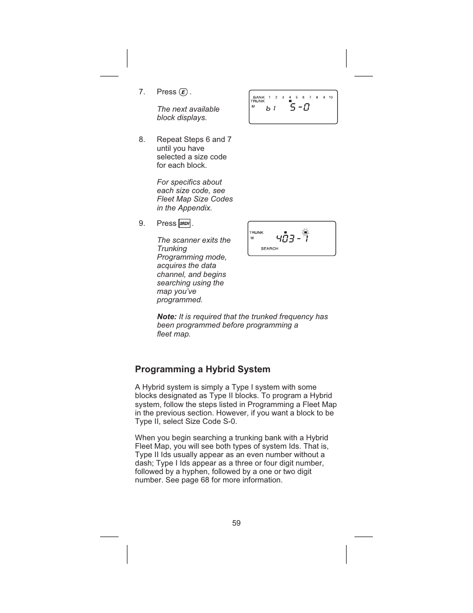 Programming a hybrid system 59, Programming a hybrid system | Uniden BC 245XLT User Manual | Page 59 / 90