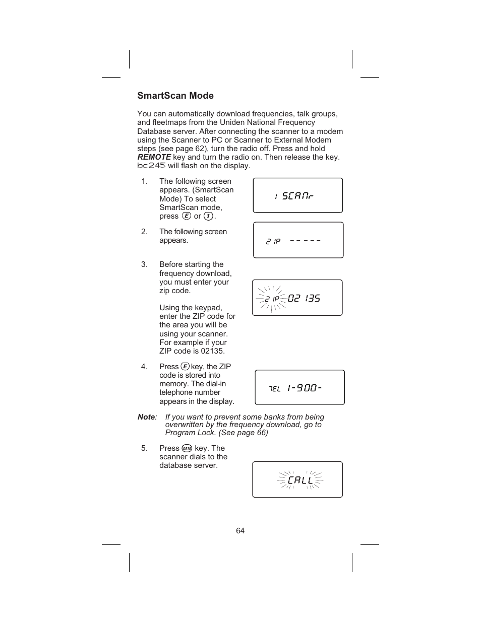 Smartscan mode 64 | Uniden BC 245XLT User Manual | Page 64 / 90