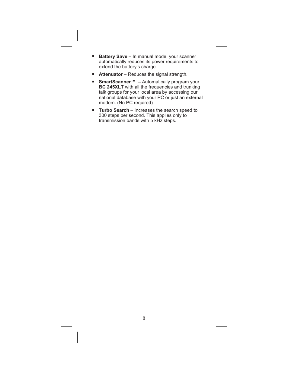 Uniden BC 245XLT User Manual | Page 8 / 90